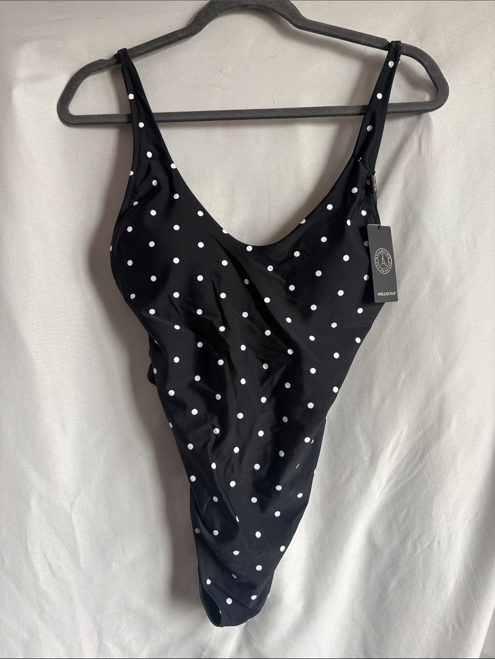 RELLECIGA Black and White Polka Dot One-Piece Swimsuit